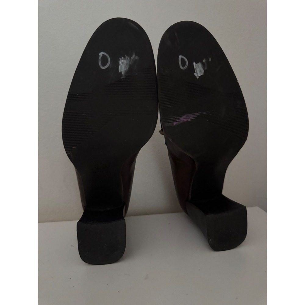 Maripe Dark Brown Leather Block Heel Loafers 90s Minimalist Pumps Size 8N - Picture 7 of 7